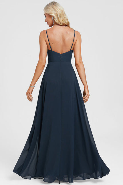 Robe Longue Mousseline Bleu Marine Chic - gallery 5