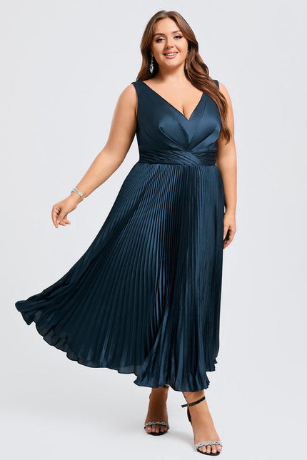 Robe Satinée Plissée Élégante Nuit - gallery 7