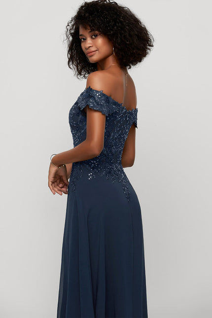 Robe Élégante Épaule Dénudée Paillettes - gallery 2