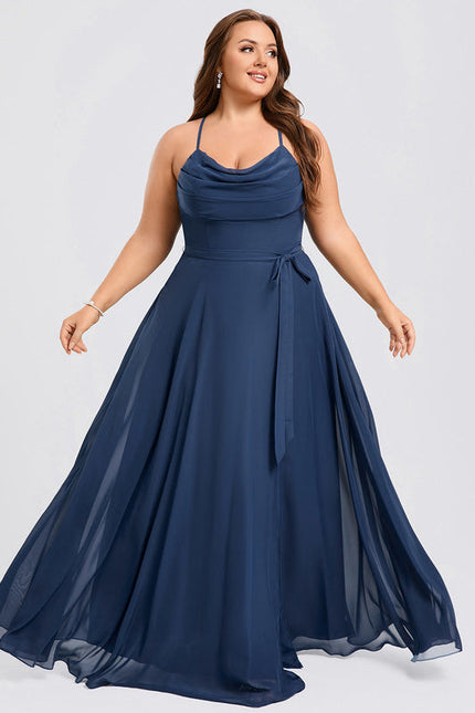 Robe Mousseline Élégante Fendue Nuit - gallery 8