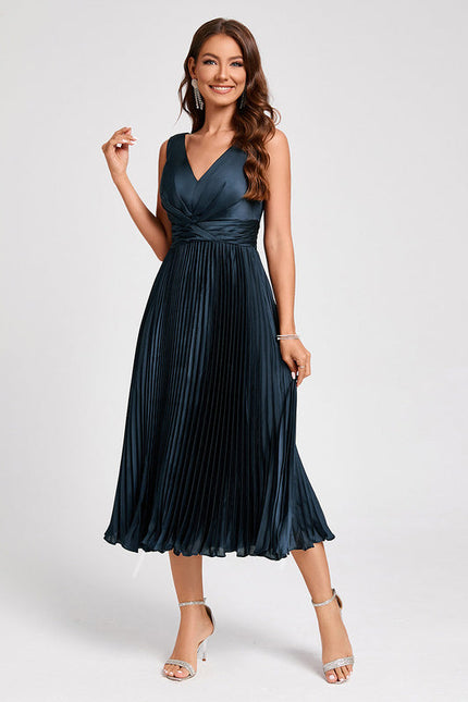 Robe Satinée Plissée Élégante Nuit - gallery 2