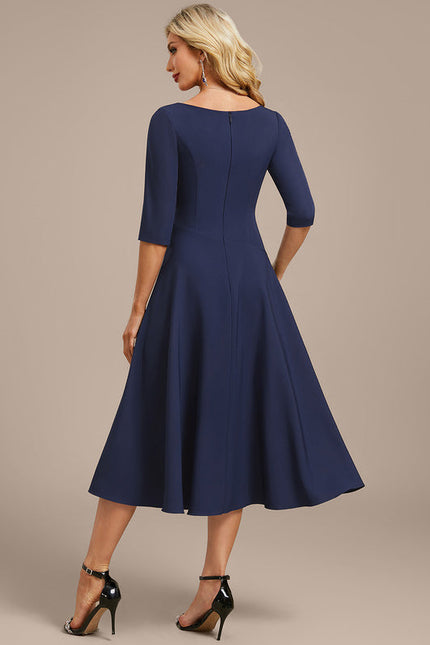 Robe Évasée Bleu Marine - gallery 5