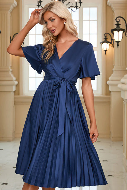 Robe Satinée Plissée Élégante Nuit