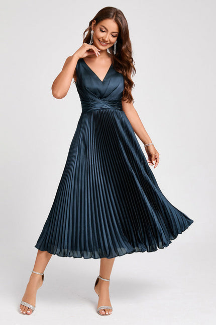 Robe Satinée Plissée Élégante Nuit