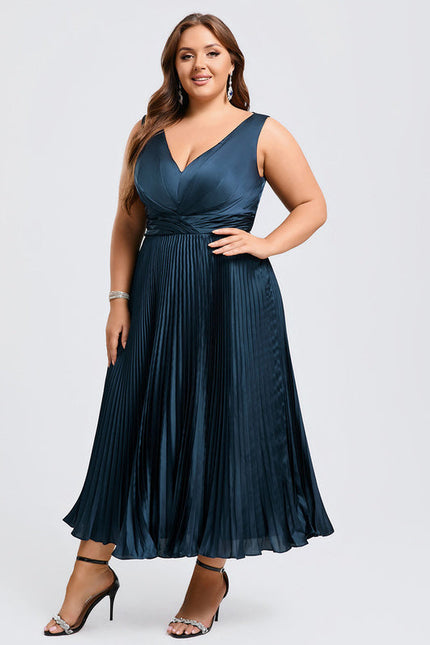 Robe Satinée Plissée Élégante Nuit - gallery 9