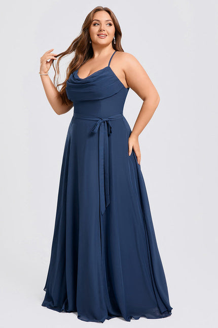 Robe Mousseline Élégante Fendue Nuit - gallery 9