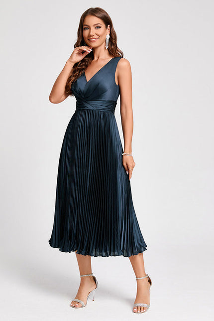 Robe Satinée Plissée Élégante Nuit - gallery 5