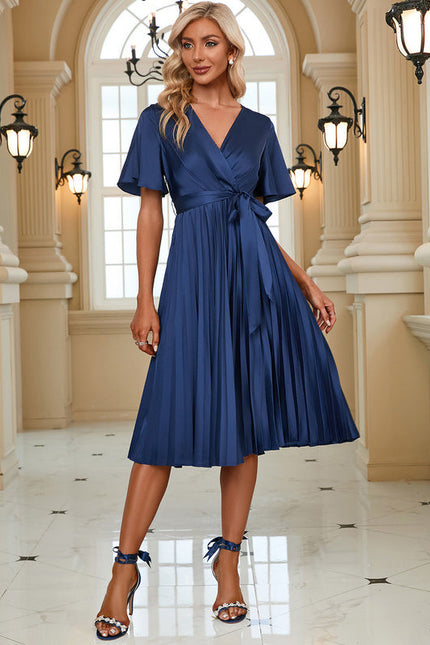 Robe Satinée Plissée Élégante Nuit - gallery 3