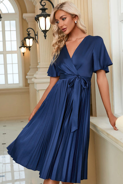 Robe Satinée Plissée Élégante Nuit - gallery 2