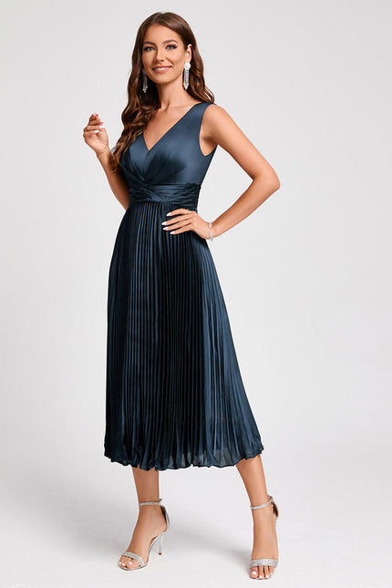 Robe Satinée Plissée Élégante Nuit - gallery 4