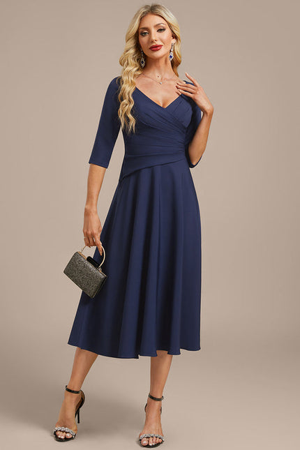 Robe Évasée Bleu Marine - gallery 4