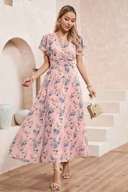 Robe Longue Fleurie Bleu Marine - gallery 8