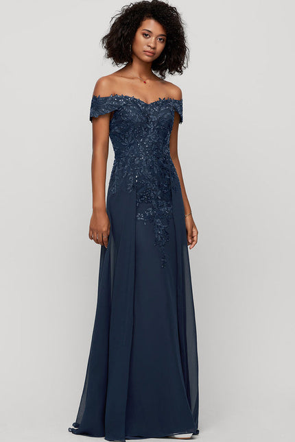 Robe Élégante Épaule Dénudée Paillettes - gallery 3
