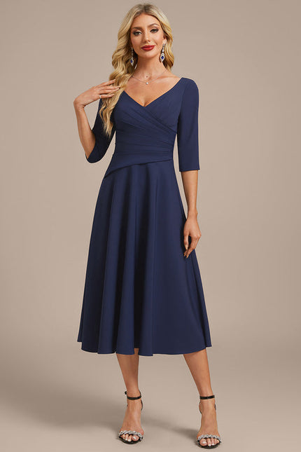 Robe Évasée Bleu Marine - gallery 2