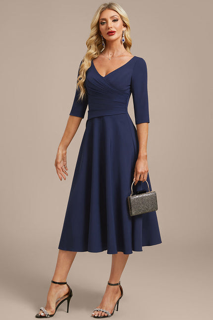 Robe Évasée Bleu Marine - gallery 3