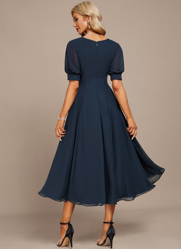 Robe Plissée Élégante Col V - gallery 4