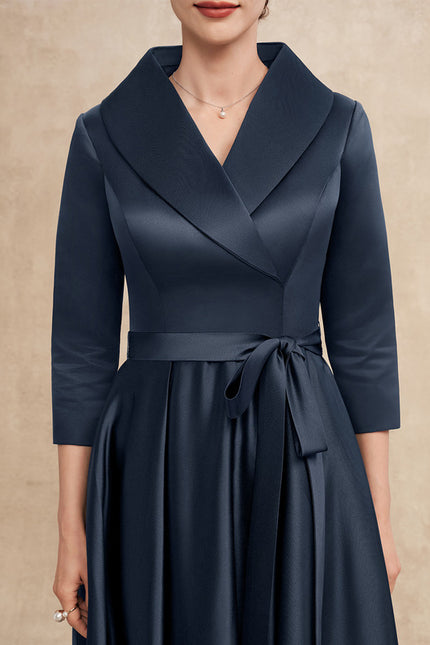 Robe Satinée Élégante Col Nœud - gallery 6