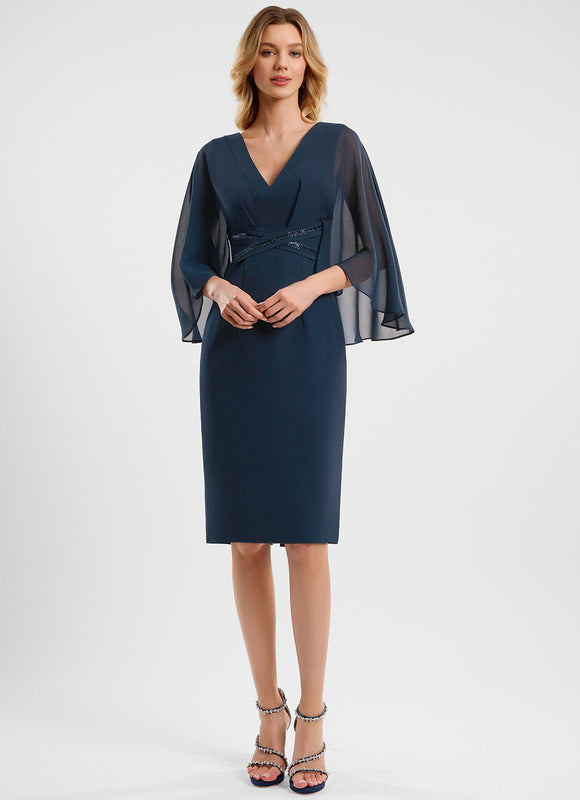 Robe Cocktail Élégante Col V Paillettes - gallery 1