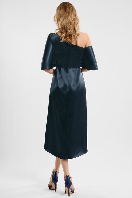 Robe Satinée Une Épaule Chic - gallery 4