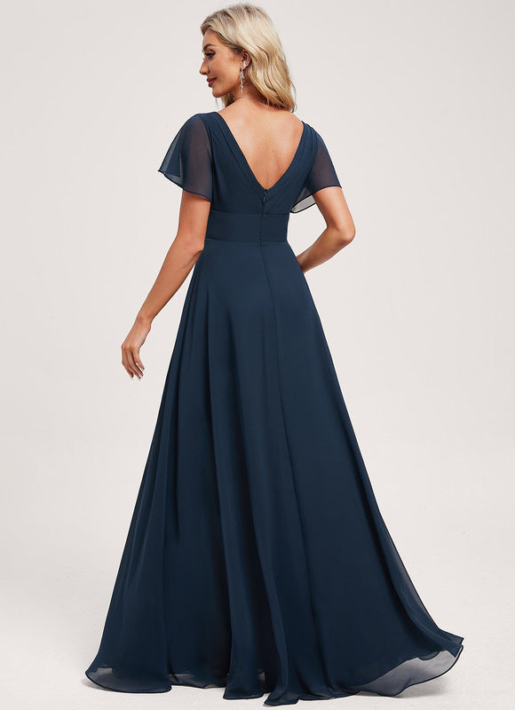 Robe Longue Chic Col V Fendue - gallery 4