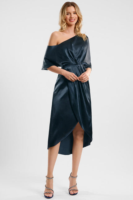 Robe Satinée Une Épaule Chic - gallery 1