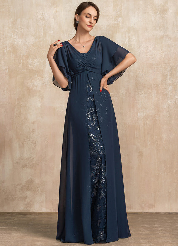Robe Élégante Paillettes Col V - gallery 4