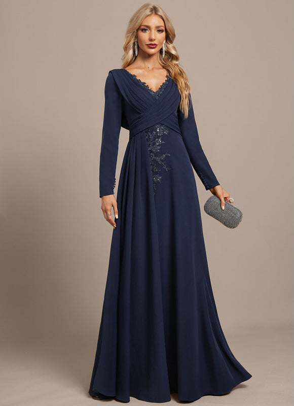 Robe Élégante Col V Paillettes - gallery 3