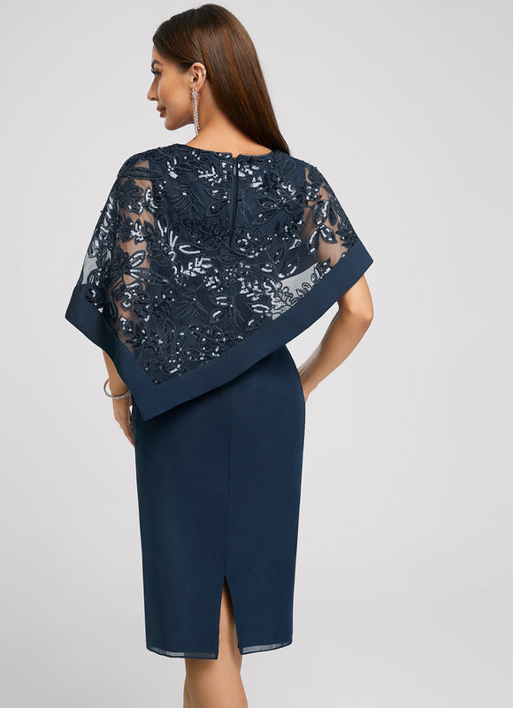 Robe Élégante Paillettes Col Cape - gallery 6