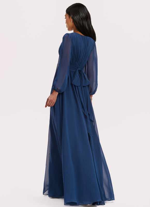 Robe Mousseline Élégante Col Rond - gallery 5