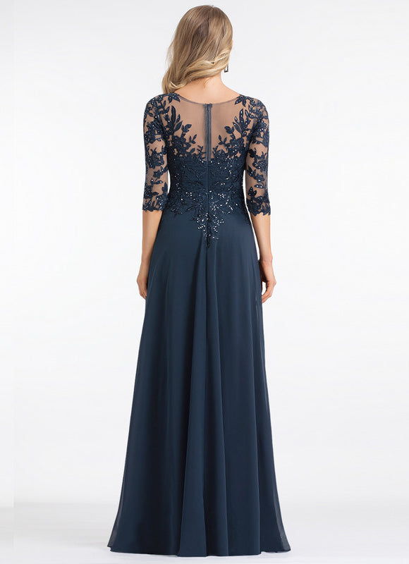 Robe Mère Mariée Bleu Marine Paillettes - gallery 2
