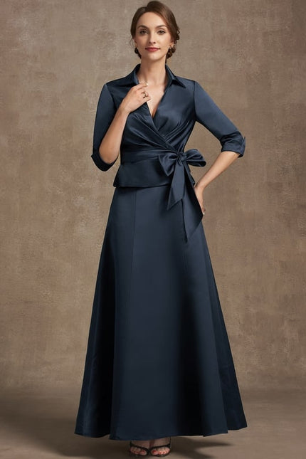 Robe Satinée Élégante Col Nœud - gallery 2