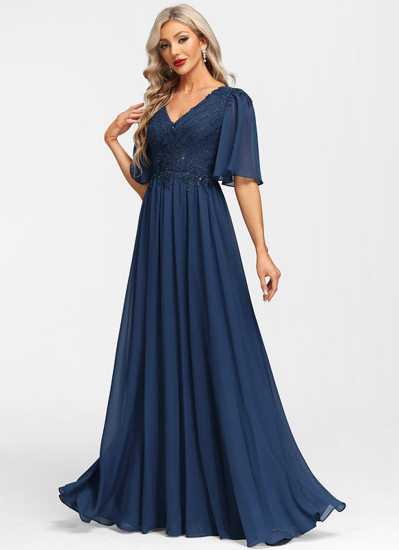 Robe Mère Mariée Bleu Marine Paillettes - gallery 1