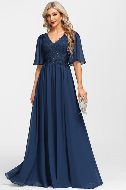 Robe Mère Mariée Bleu Marine Paillettes - gallery 2