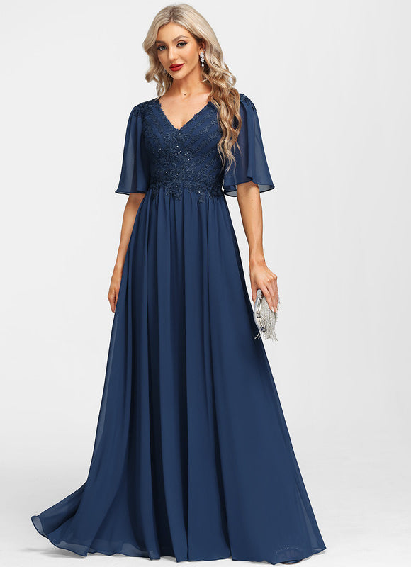 Robe Mère Mariée Bleu Marine Paillettes - gallery 2