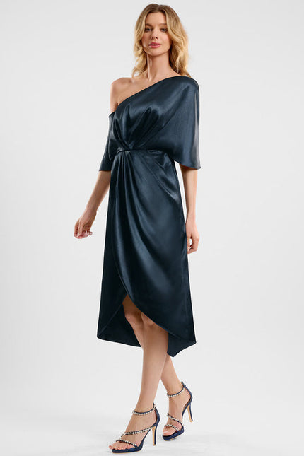 Robe Satinée Une Épaule Chic - gallery 3