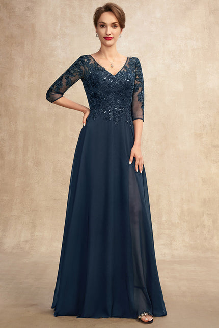 Robe Mère Mariée Bleu Marine Paillettes