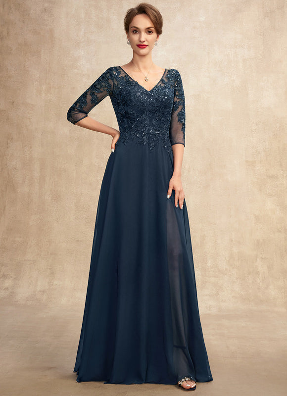 Robe Mère Mariée Bleu Marine Paillettes