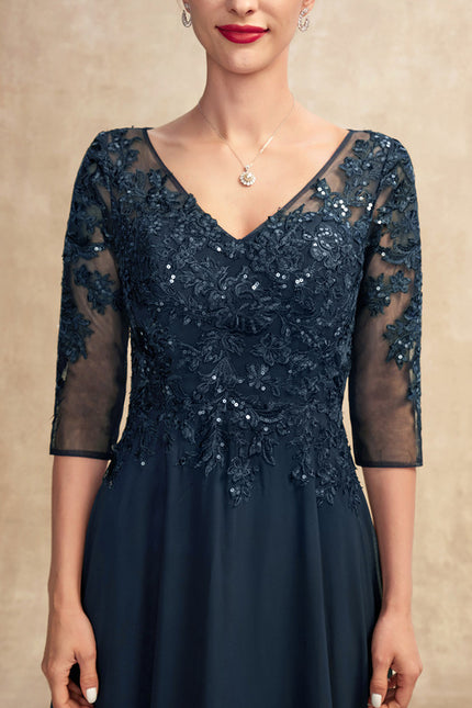 Robe Mère Mariée Bleu Marine Paillettes - gallery 4