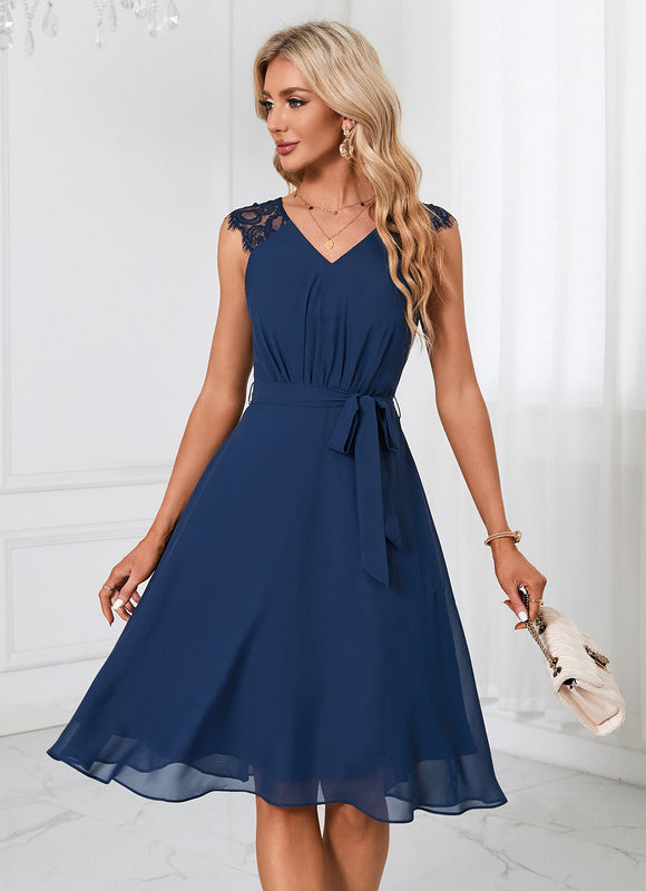 Robe Chic Mousseline Col V Élégante