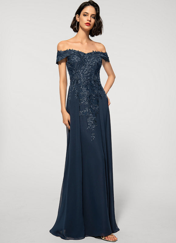 Robe Élégante Épaule Dénudée Paillettes - gallery 1