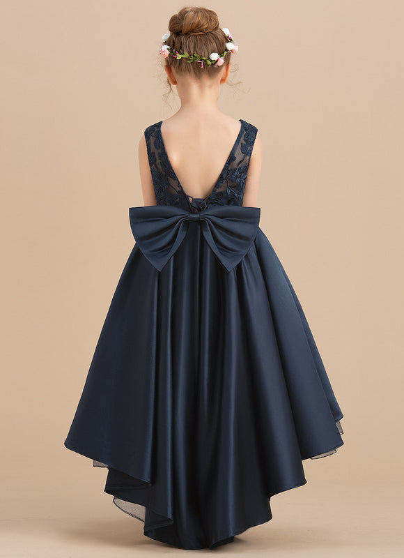 Robe Fille Satinée Élégante Asymétrique - gallery 3