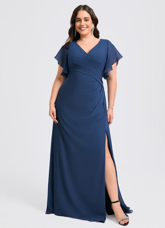 Robe Mousseline Élégante Col V Fendue - gallery 5