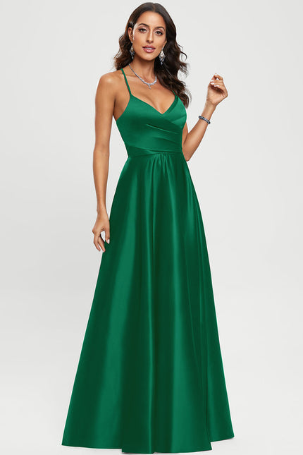 Robe Satinée Élégante Fendue Col V - gallery 9