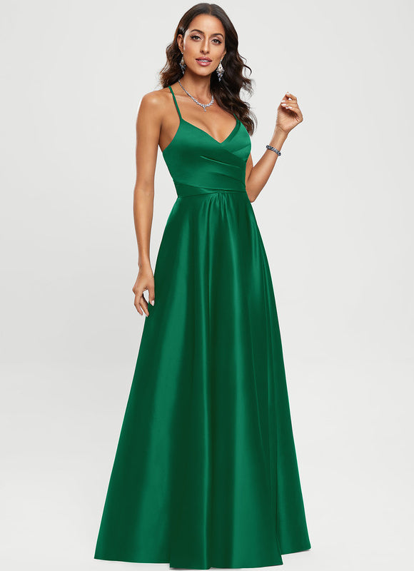 Robe Satinée Élégante Fendue Col V - gallery 9