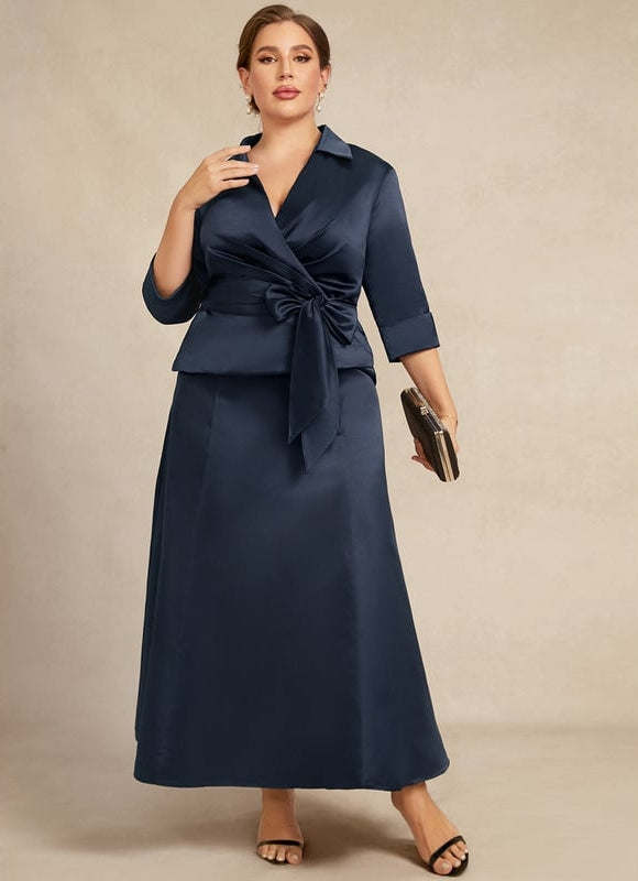 Robe Satinée Élégante Col Nœud - gallery 9