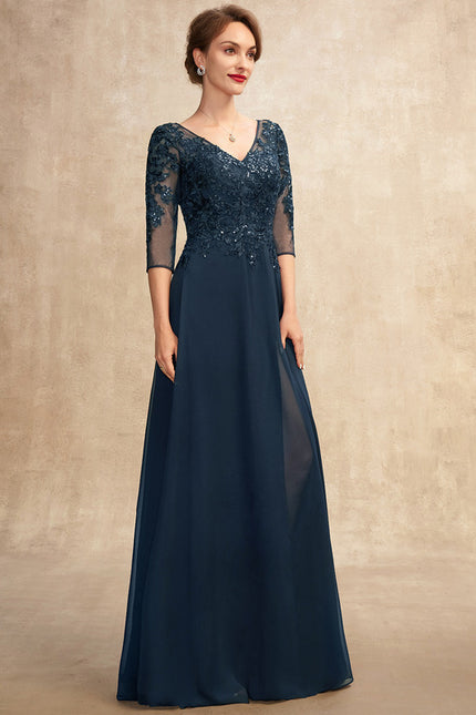 Robe Mère Mariée Bleu Marine Paillettes - gallery 6