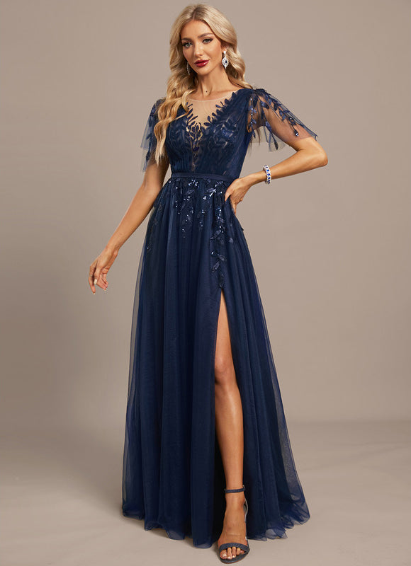 Robe De Soirée Tulle Pailletée Élégante - gallery 2