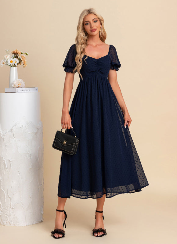 Robe Plumetis Bleu Marine - gallery 3