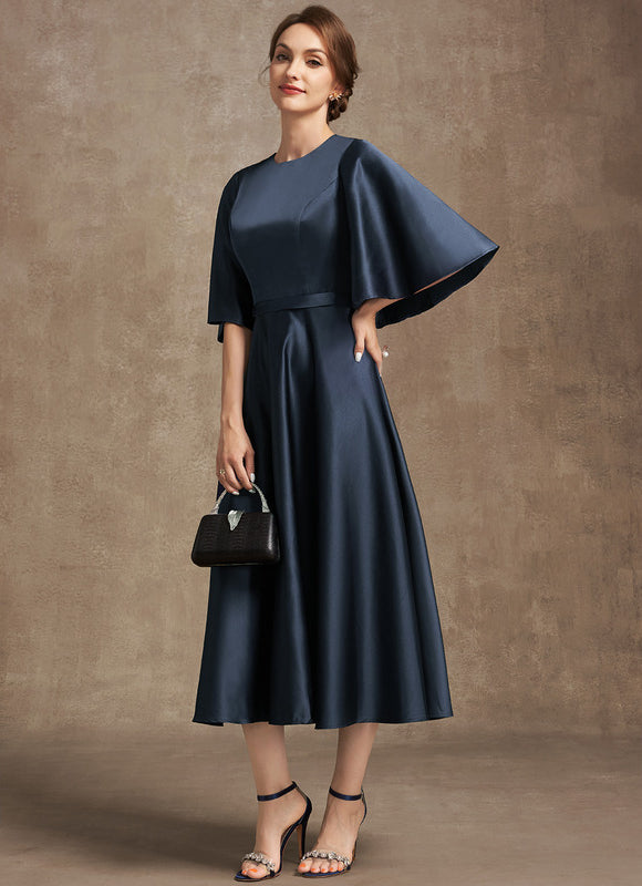 Robe Satinée Élégante Col Rond - gallery 4