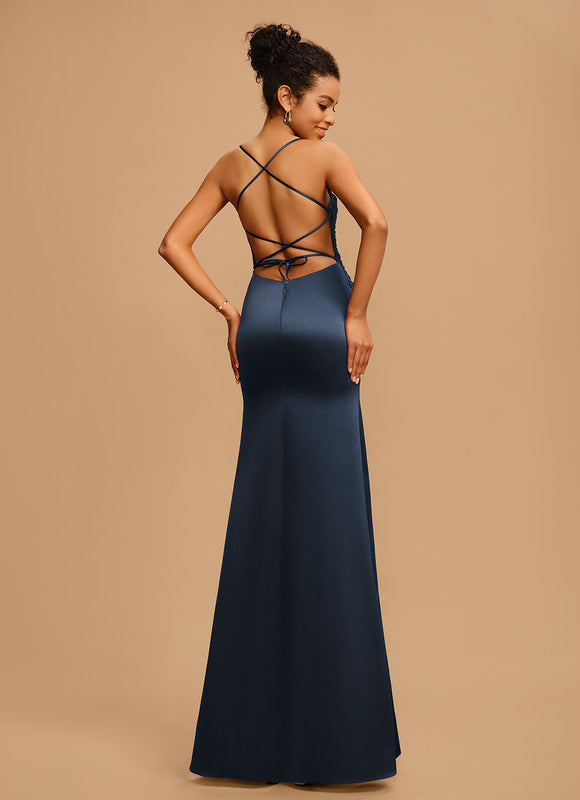 Robe Satinée Élégante Fendue Chic - gallery 1